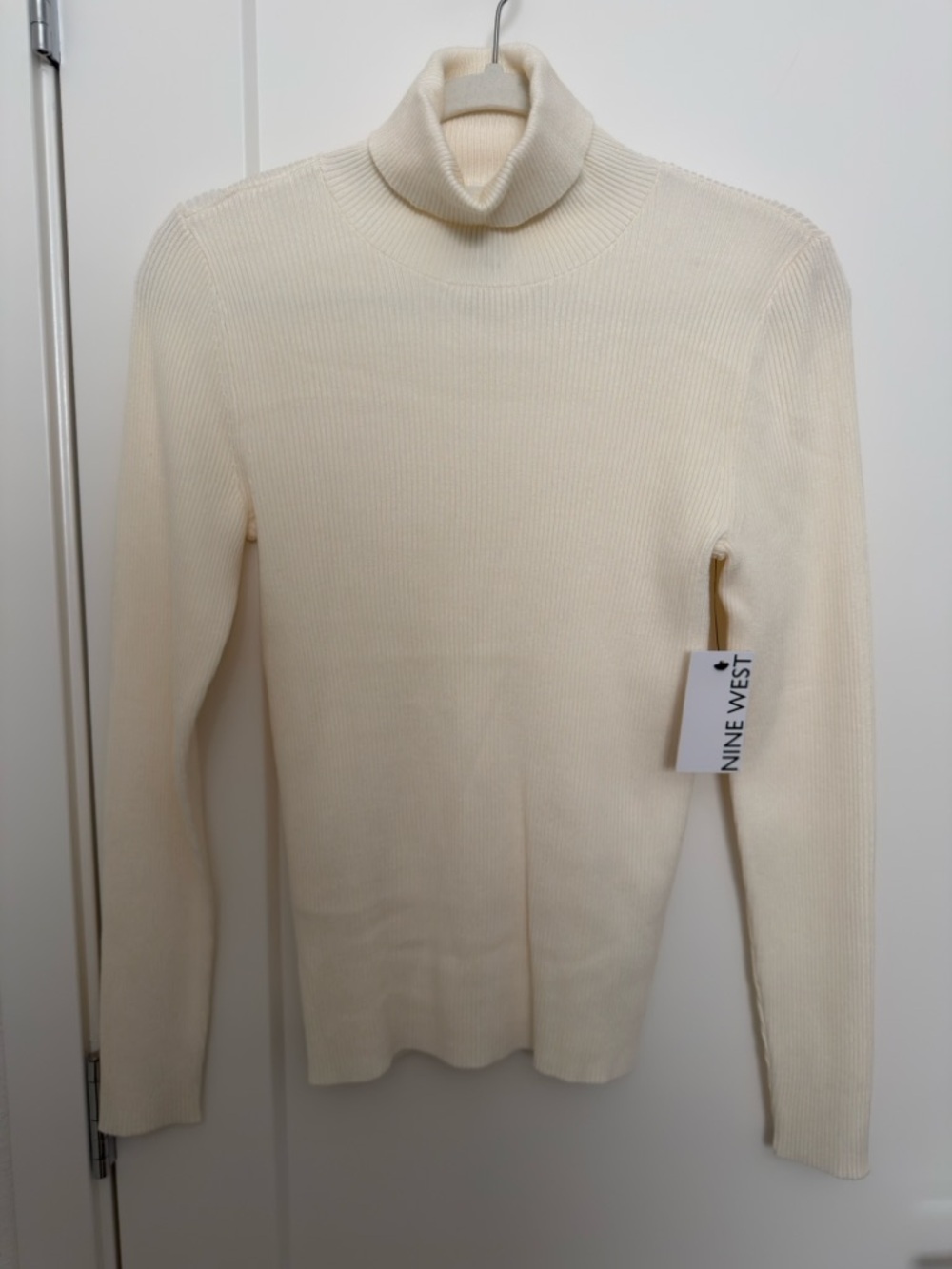 Nine West Ivory Ribbed Turtleneck Sweater
